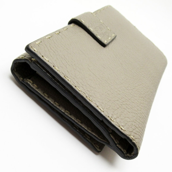 Fendi Leather Bifold Long Wallet Selleria Greige - Picture 2 of 10